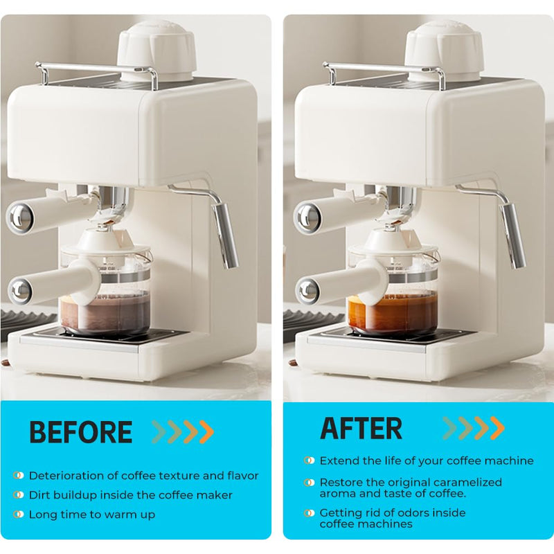 Y-Kelin Coffee Maker Cleaner And Descaler Tablets - 12Count Descaling & Cleaning Solution for Coffee Makers, Pot, Espresso Machines Removes Stains & Oils