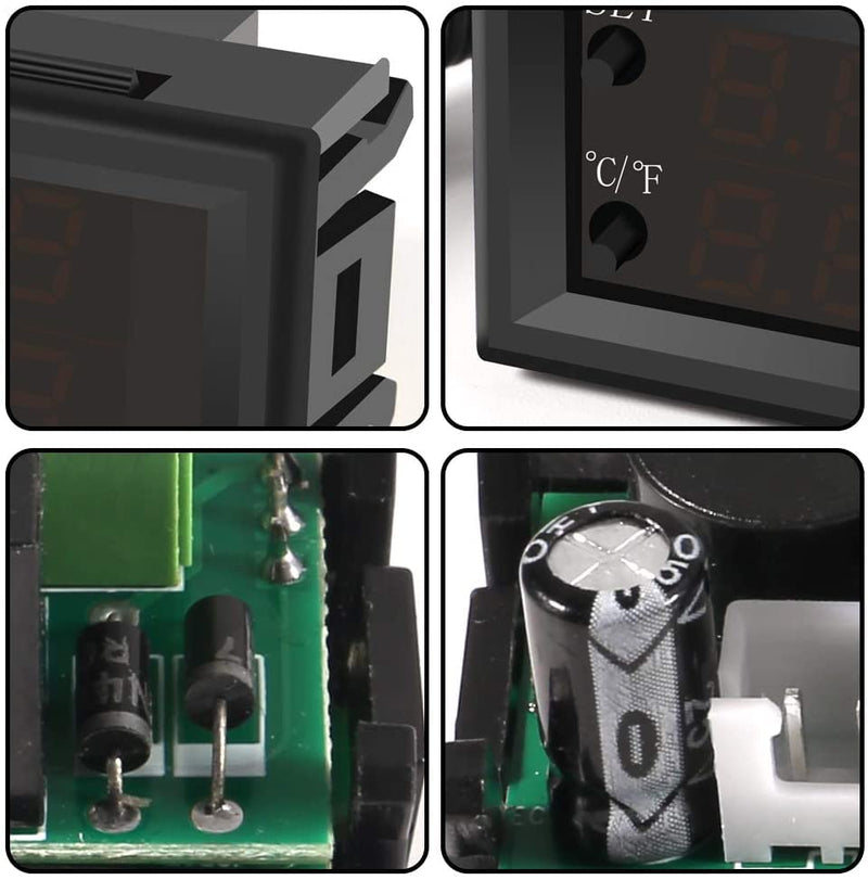 5PCS 12V Electronic Temperature Controller Programmable -50 to 110 Degree Celsius Heating/Cooling Thermostat Control Switch Module NTC Waterproof Sensor Probe Dual Color LED Display Monitor 5PCS