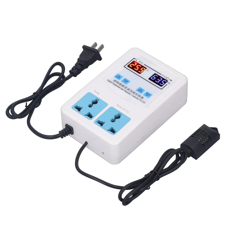 Temperature Humidity Controller with LCD DisplayDigital Thermostat Humidistat for Incubators, Herbal Storage Containers, and Grow Rooms (20°C to 60°C, 0%–100% RH, 110–220V)
