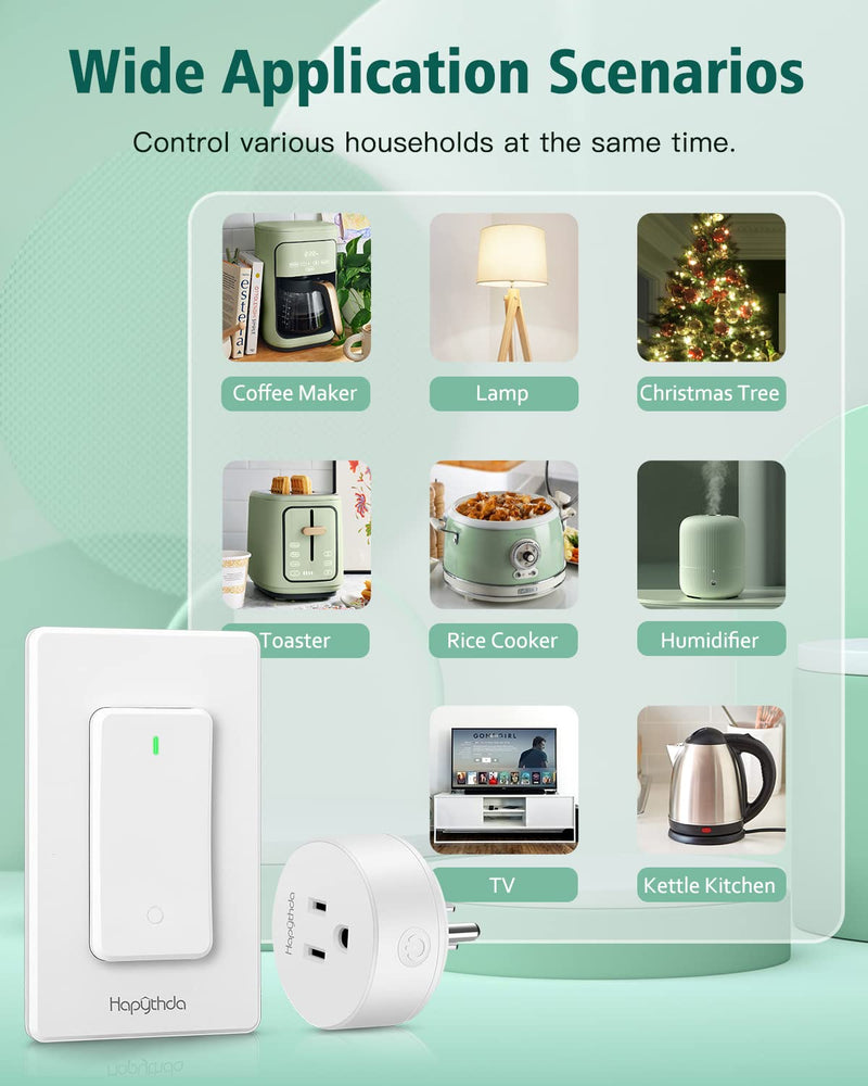 Remote Control Outlet, Buckle Design Removable Wireless Wall Mounted Light Switch, 300 ft 15A 1500W, No Wiring Electrical Remote Outlet for Appliance 1 Outlet & 1 Remote