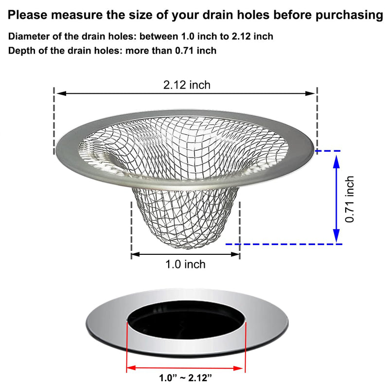 1.0" Small Drain Strainer, Drain Mesh Basket, Bathroom Sink Drain Strainers, 2PCS Drain Hair Catchers for Laundry, Mop Pool, Utility, Slop, RV Sink, Stainless Steel Drain Filter Strainer-2PCS - NewNest Australia