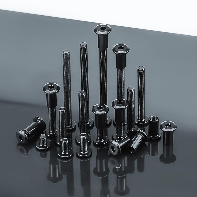 M6-1.0 x 20mm Flat Head Binding Screws with M6 x 15mm Binding Nuts Set 10 Sets, 18-8 (304) Stainless Steel Flat Head Binding Screws, Black Coated, Fayeploo (with Hex Wrench) M6-1.0 x 20mm