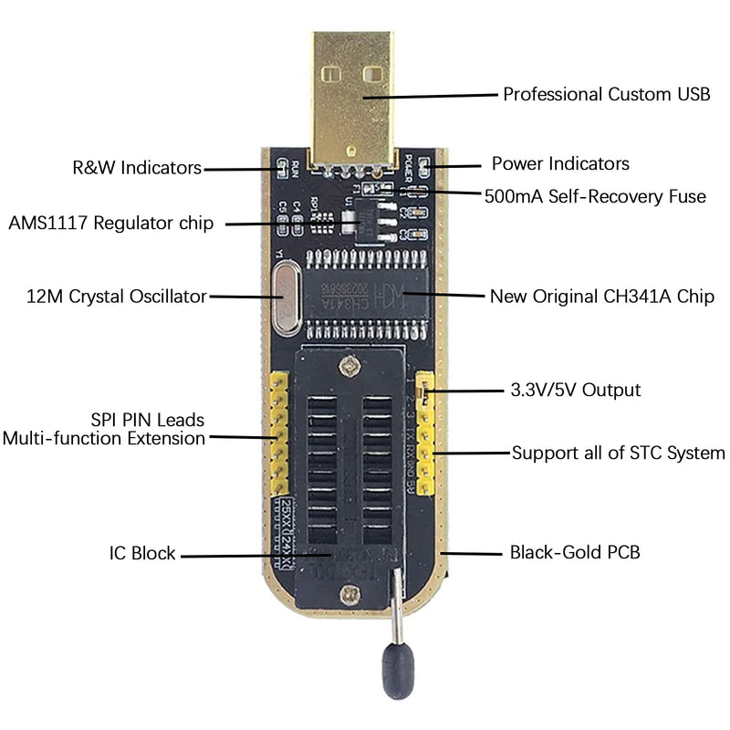 ABSOK SOIC8 SOP8 Flash Chip IC CH341A USB Programmer Flash BIOS Chip USB Programmer Module SB Programmer+SOP8 Clip+Adapter