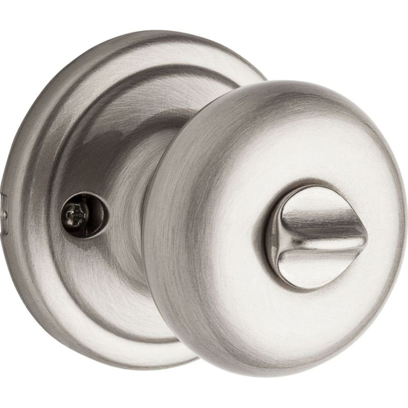 Kwikset Hancock Entry Door Knob with Lock and Key, Secure Keyed Handle Exterior, Front Entrance and Bedroom, Satin Nickel, Pick Resistant SmartKey Rekey Security and Microban Keyed Entry
