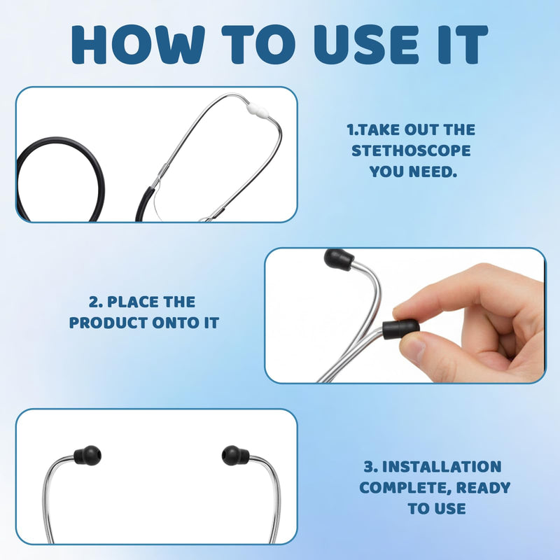 8PCS Stethoscope Ear Tips Replacement Compatible with MDF, ADC, Silicone Stethoscope Ear Pieces, Pliable Noise Reduction-Sealing Earbuds for Doctors