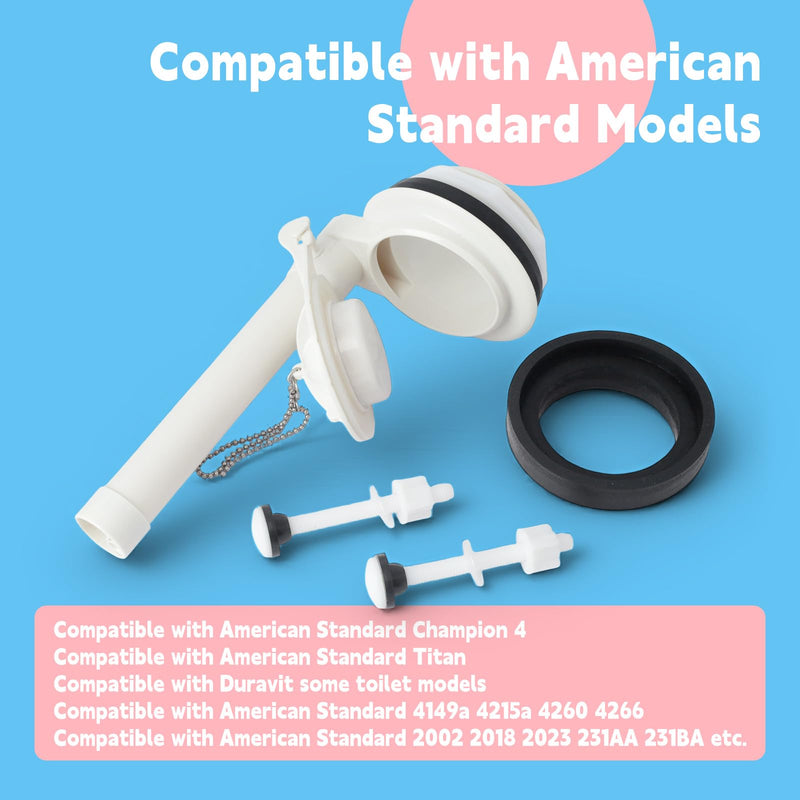 Toilet Flush Valve Replacement for American Standard Champion 4 for Titan for Duravit Toilet Parts Compatible with American Standard 4149a 4215a 4260 4266, Include Flapper Gasket Bolt Kit