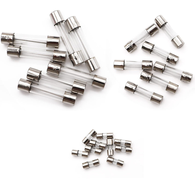 275Pcs Christmas Light Fuses 24 Values Fast Blow Glass Fuses Assortment Kit 125V 1A 3A 5A 7A 8A 5x20mm,125V 1A 2.5A 3A 5A 3.6X10mm,250V 0.5A 1A 2A 3A 5A 6A 8A 10A 15A 20A 5x20mm 6x30mm 275PCS