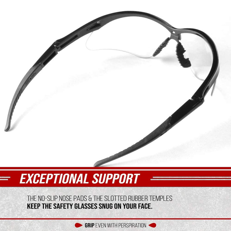 Glove Station Optic Max Safety Glasses for Men & Women, Scratch-Resistant Eye Protection for Shooting, Hunting & Construction Clear 12 Pair