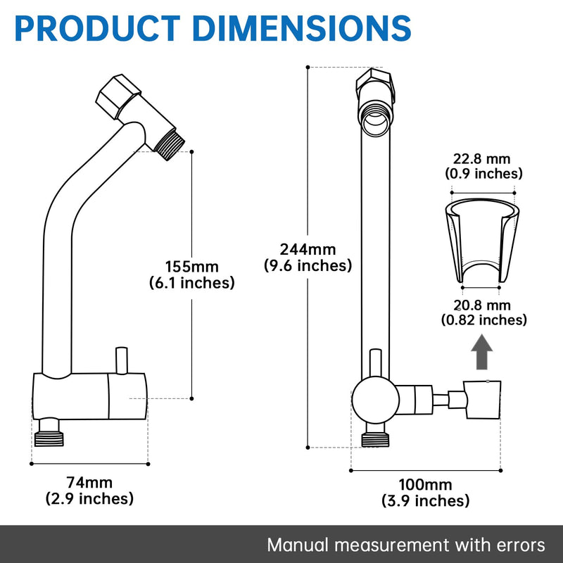 G-Promise All Metal Shower Diverter with Low Handheld Holder, 3-Way Diverter Valve with Pause Mode for Handheld and Fixed Shower Head, 4-Settings Universal Bathing System Replacement Part(Chrome) Polished Chrome