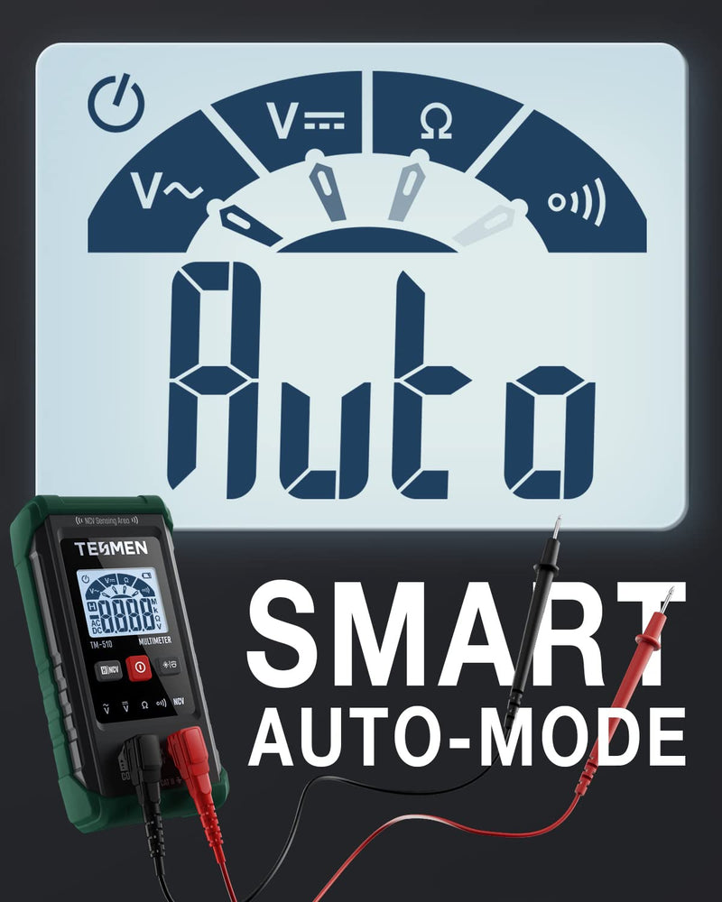 TESMEN TM-510 Digital Multimeter & Hound-200 EMF Detector, 3-in-1 Electromagnetic Field Detector and 4000-Count Smart Auto-Ranging Voltmeter with NCV Function