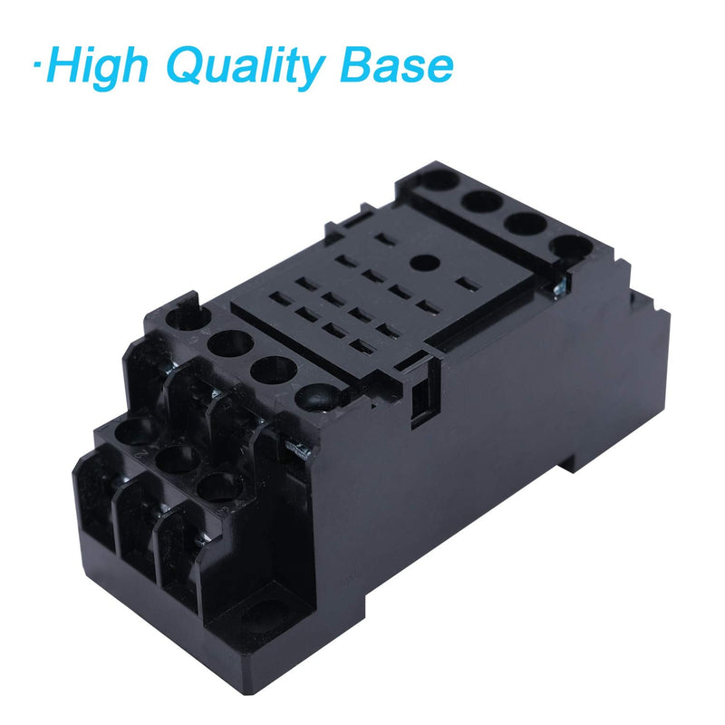 mxuteuk 2pcs HH54P AC 110V/120V Coil 14 Pin 3A 4PDT LED Indicator Electromagnetic Power Relay, with Base, with DIN Rail Slotted Aluminum 14Pin-3A