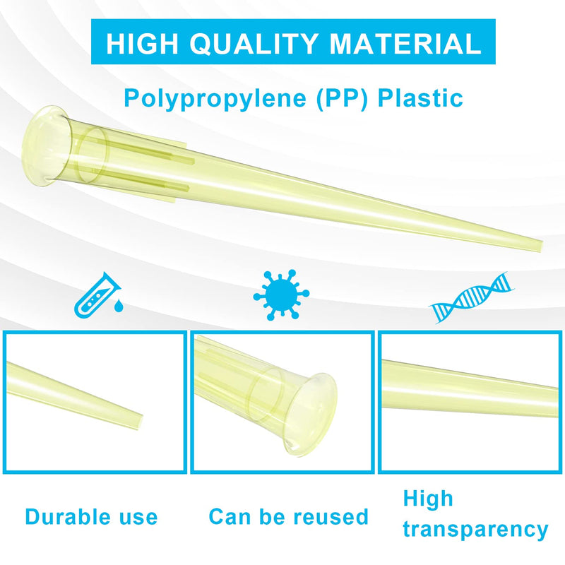 ONiLAB Pipette Tips 200 UL 1000 PCS Clear Yellow Laboratory Universal Plastic Liquid Pipettor Tips Polypropylene (PP) Autoclavable, 200uL(1000PCS) 200uL(1000PCS)