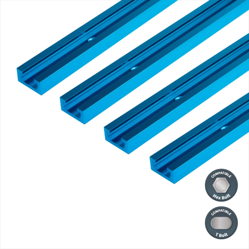 POWERTEC 71371 24 Inch Double-Cut Profile Universal T-Track with Predrilled Mounting Holes, 4 PK, T Track for Woodworking Jigs and Fixtures, Drill Press Table, Router Table, Workbench 24" T track (4PK) - NewNest Australia