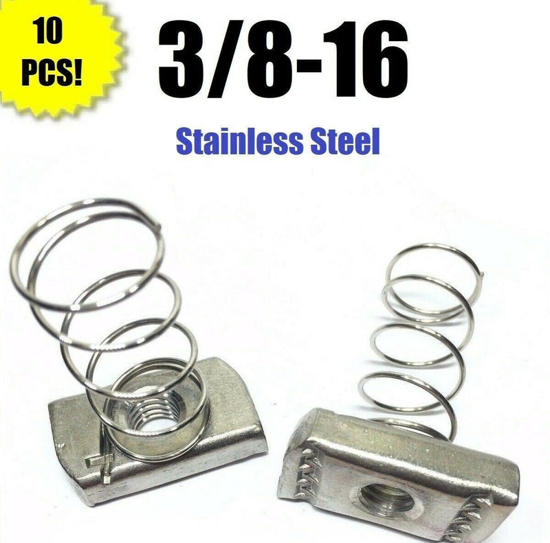 LMParts (Qty 10) 3/8-16 Stainless Steel Spring Nuts for Unistrut Channel P1008SS #4121