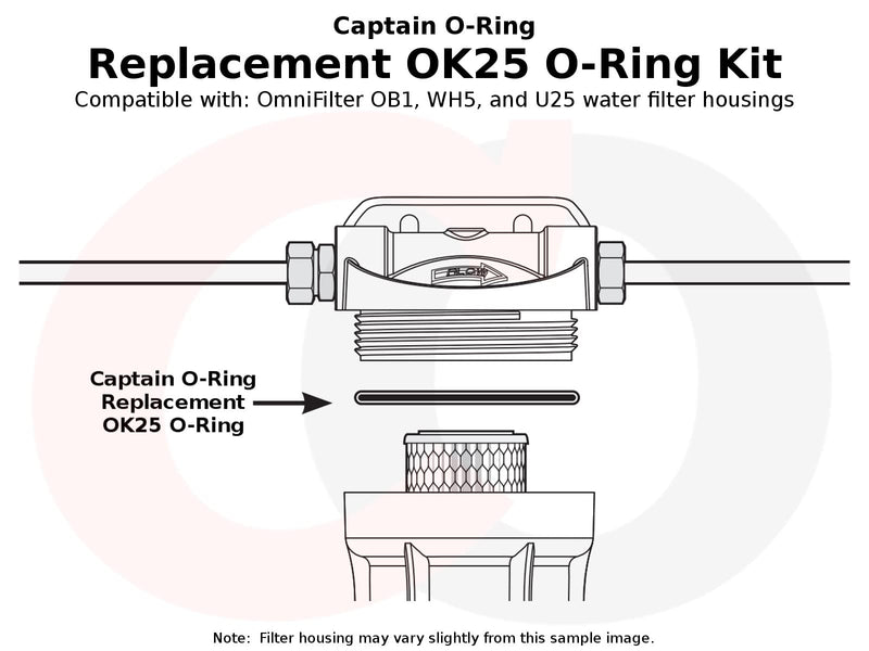 Captain O-Ring - Replacement OK25 O-Rings Compatible with OmniFilter OB1, WH5, U25 Water Filter Housings (2 Sets, 8 O-Rings)