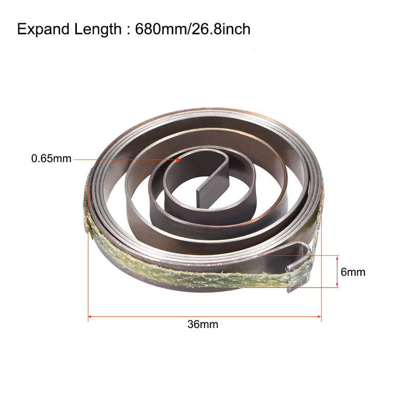 uxcell Drill Press Spring Drill Press Quill Feed Return Coil Spring Assembly Spring Steel Chemical Blackening Finish 680mm Expand Long 36x6x0.65mm 2 Pcs