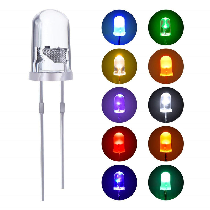 EBOOT 1000 Pieces Clear LED Light Emitting Diodes Bulb Lamp, 5 mm, 10 Colors x 100pcs