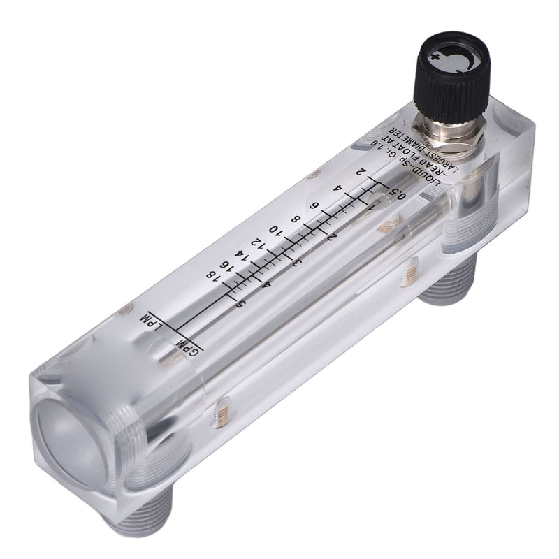 Liquid Flowmeter, Panel Type Water Meter Acrylic Transparent Adjustable Fluid Meter for Measure and Control The Rate of Liquid Medium, 0.5-5GPM