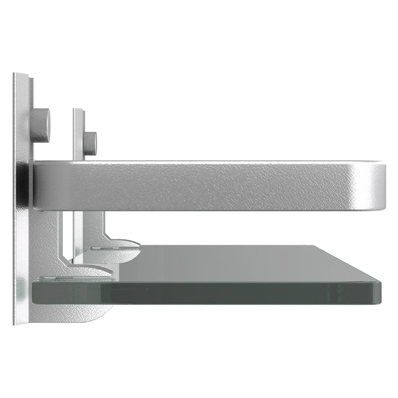 Danpoo Clear Tempered Glass Wall Shelf, Wall-Mounted Organizer for Bathroom, Kitchen(Matte Silver) Single Shelf
