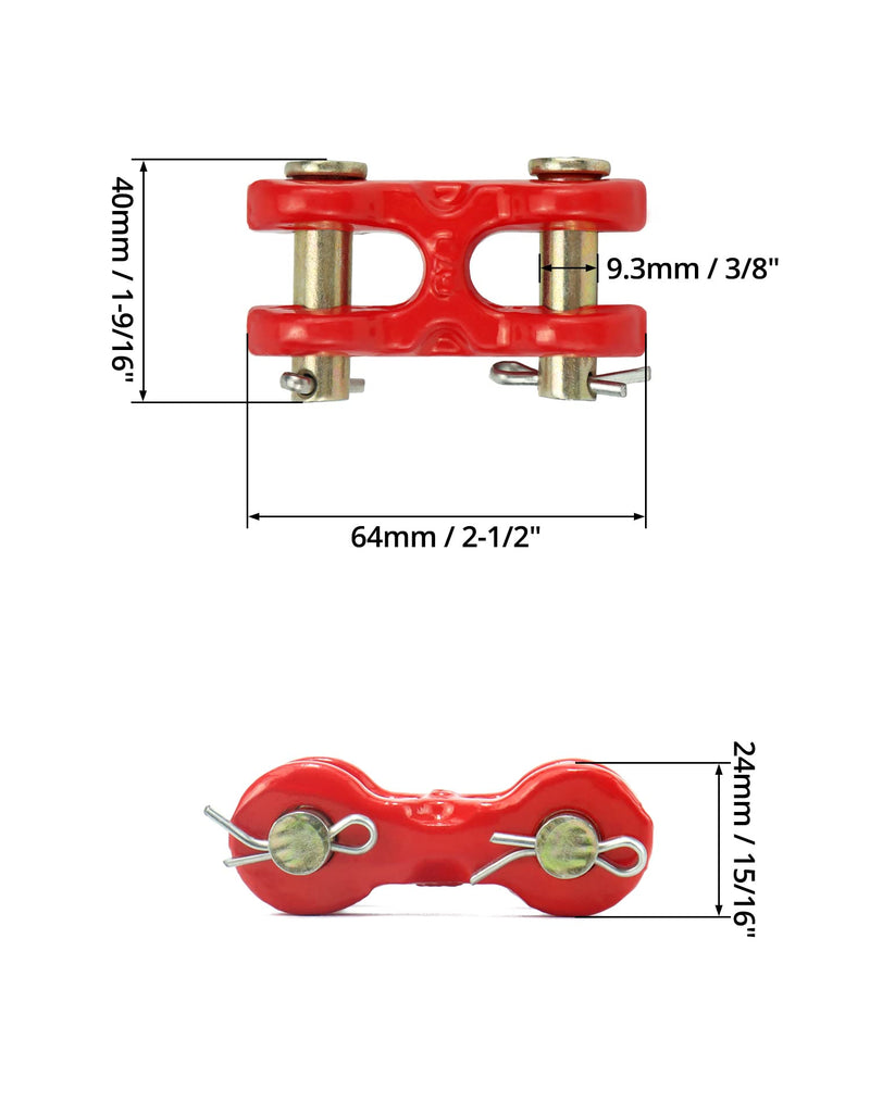 QWORK 5/16 Inche Twin Clevis Safety Chain Repair Links, 4 Pack Trailer Tie Down Links, Industrial Grade Heavy Duty Material - 3900 LBS. Capacity 3900lbs