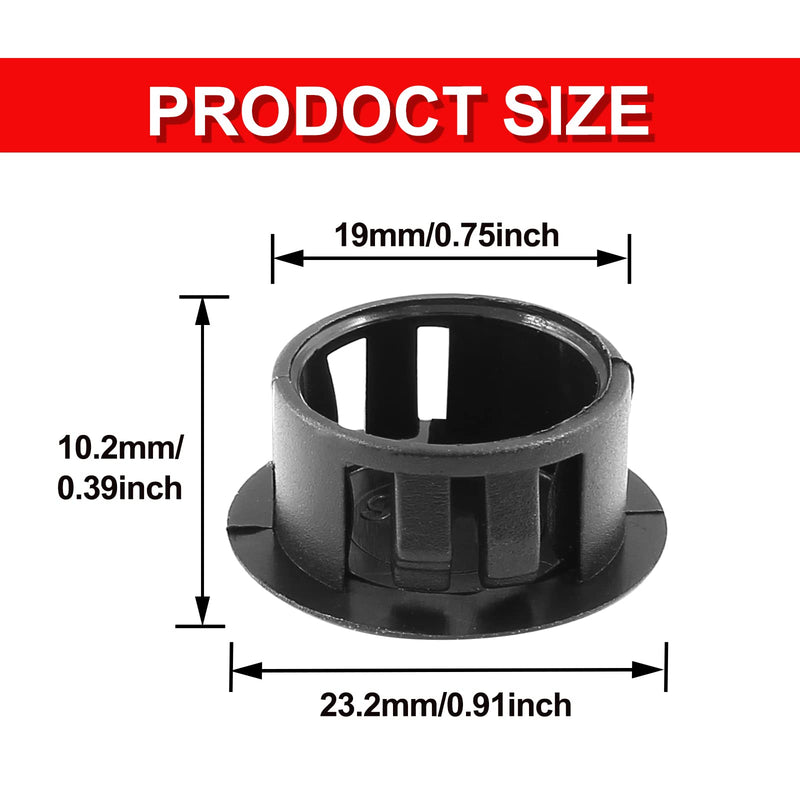 30Pcs 3/4 inch (19mm) Black Hole Plugs, Plastic Round Flush Type Panel Plugs Fastener Cover for Furniture Protectors 3/4inch (19mm)