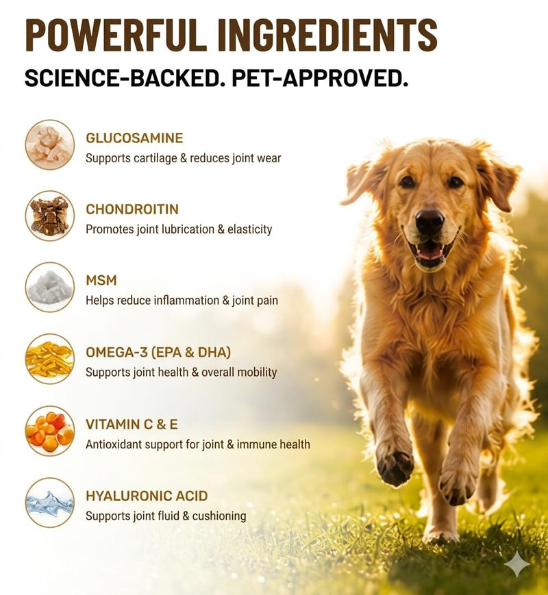 Hip and Joint Supplement for Dogs,Chondroitin Chews,Used to Relieve Pain Caused by Canine Arthritis and Provide Joint Care,Applicable to All Dog Breeds,200ct