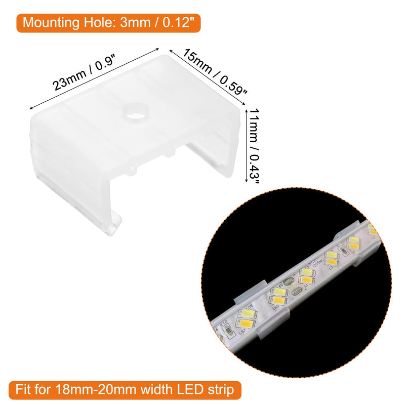 MECCANIXITY LED Neon Mounting Clips Holder Mounting Bracket Support Fixing Clamps Fit 18mm to 20mm Silicone LED Neon Strip Lighting, Translucent 50 Pack