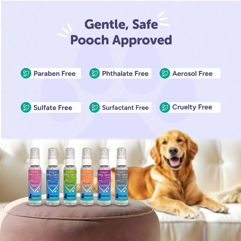 Pooches Aromas Natural Dog Cologne | Premium Grooming Spray | Long Lasting Spray | Deodorizing & Refreshing For Dogs, Adult Canines and Puppies | Aromas Scent to Refresh the Skin(Pack of 6) 2 Fl Oz (Pack of 6) - PawsPlanet Australia