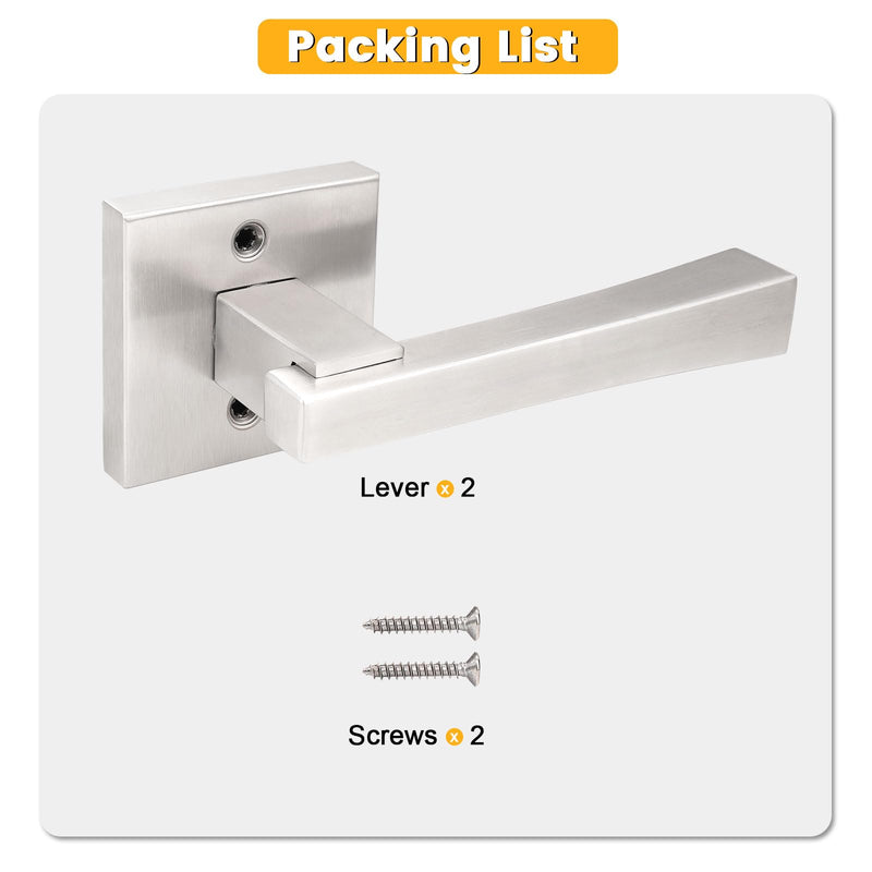 knobelite 6 Pack Dummy Door Handles,Stain Nickel Square Door Levers,Non-Turing Single Side Knob Pull for Closet French Doors