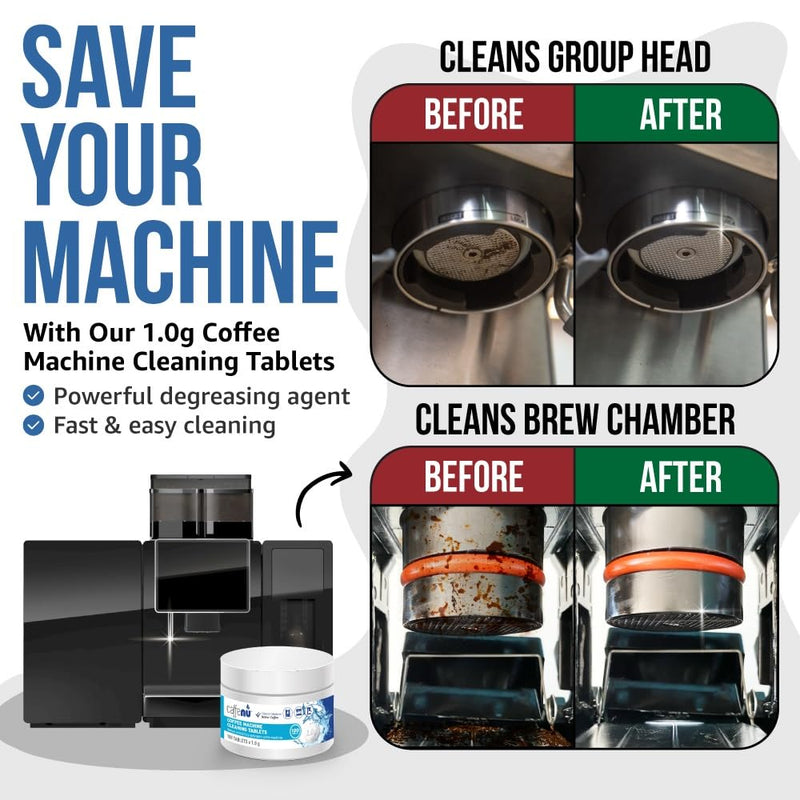 Espresso Cleaning Tablets. 100 x 0.035 oz Coffee Cleaner Tablets. Machine Cleaning Tablets used every 100 cups. Automatic, Superautomatic & Bean to Cup. Use with Descaling 1 Count (Pack of 100)