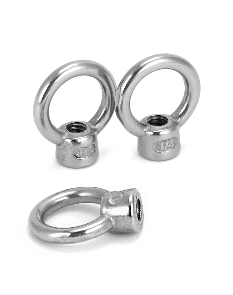 QWORK Lifting Eye Nut, 10 Pack, 1/4" UNC Marine Grade Stainless Steel 316 1/4"