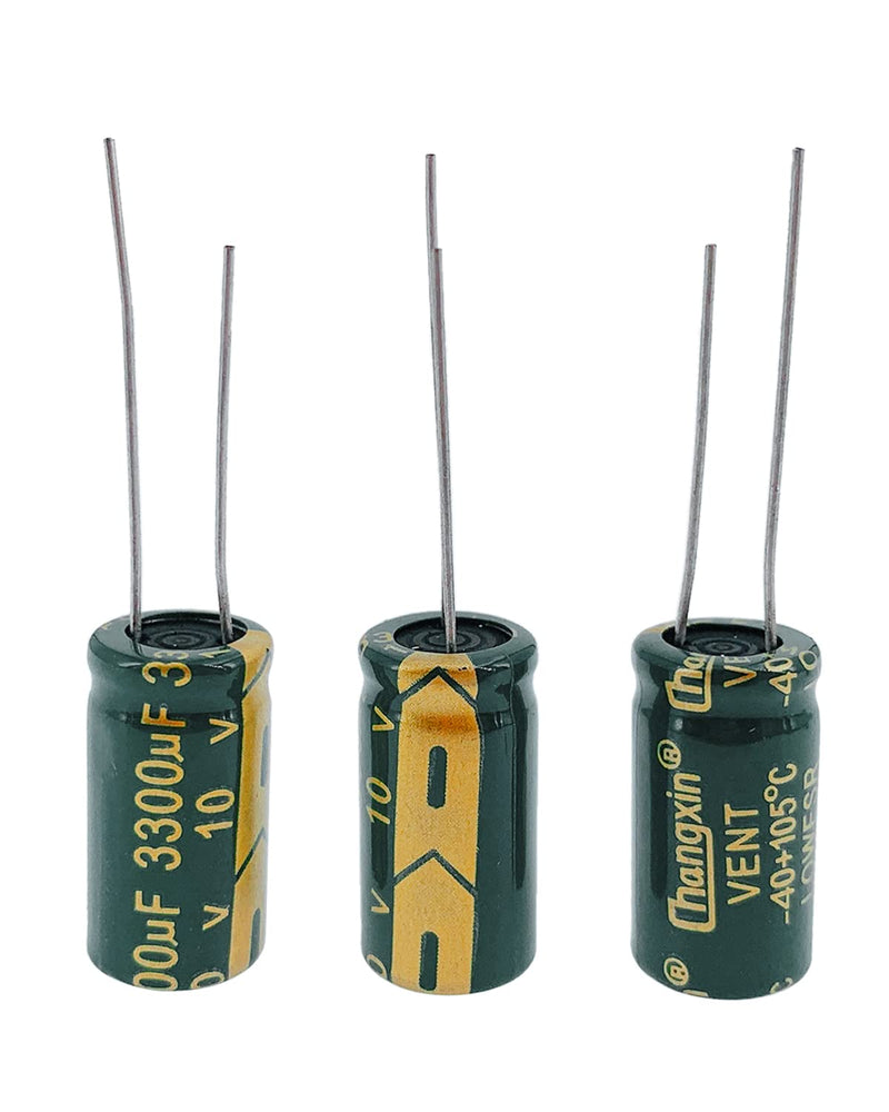 10pcs 10V 3300UF Capacitor 10X20mm(0.39x0.79in) High Frequency Aluminum Electrolytic Capacitors 10pcs 10V 3300UF
