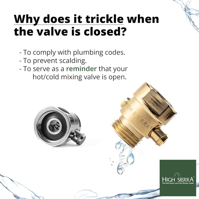 High Sierra® - CLASSIC™ Solid Lead-Free Metal 1.5 GPM Award Winning. Ultra Low Flow Shower Head with Trickle Valve. Patented Nozzle Never Clogs - Brushed Nickel Finish