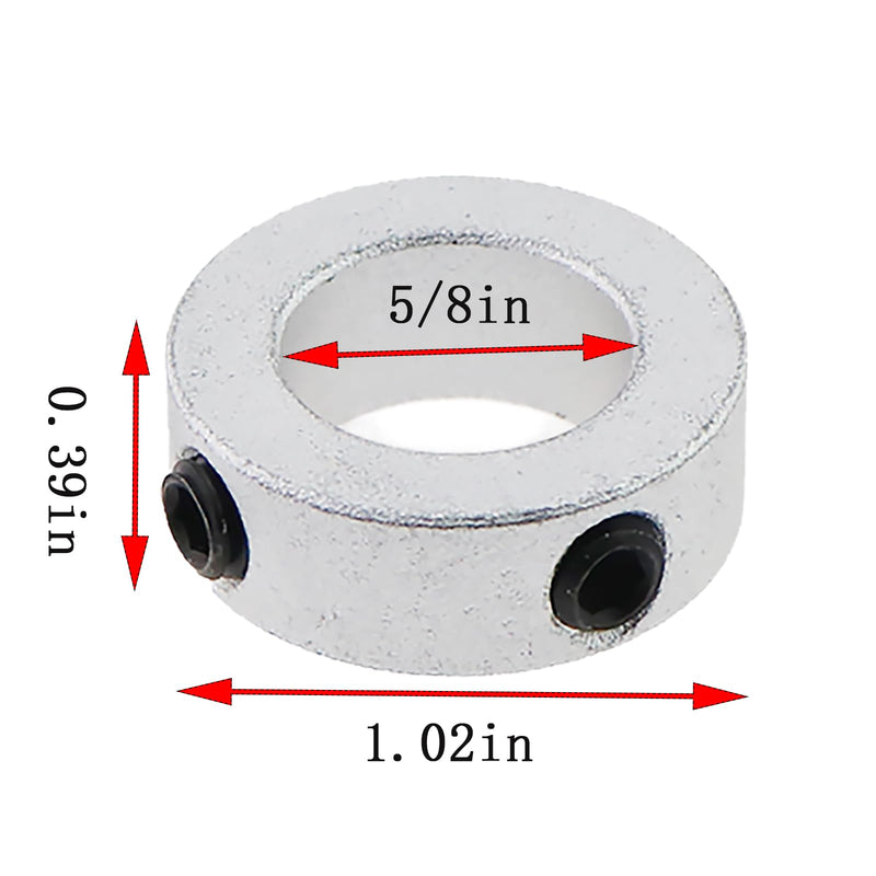 4PCS Bore Solid Steel Shaft Collar 5/8in Bare Shaft Check Collar Locking Collar Fixed Limit Ring Shaft Fixed Collar Stop Screws for Machinery Industrial Use 4