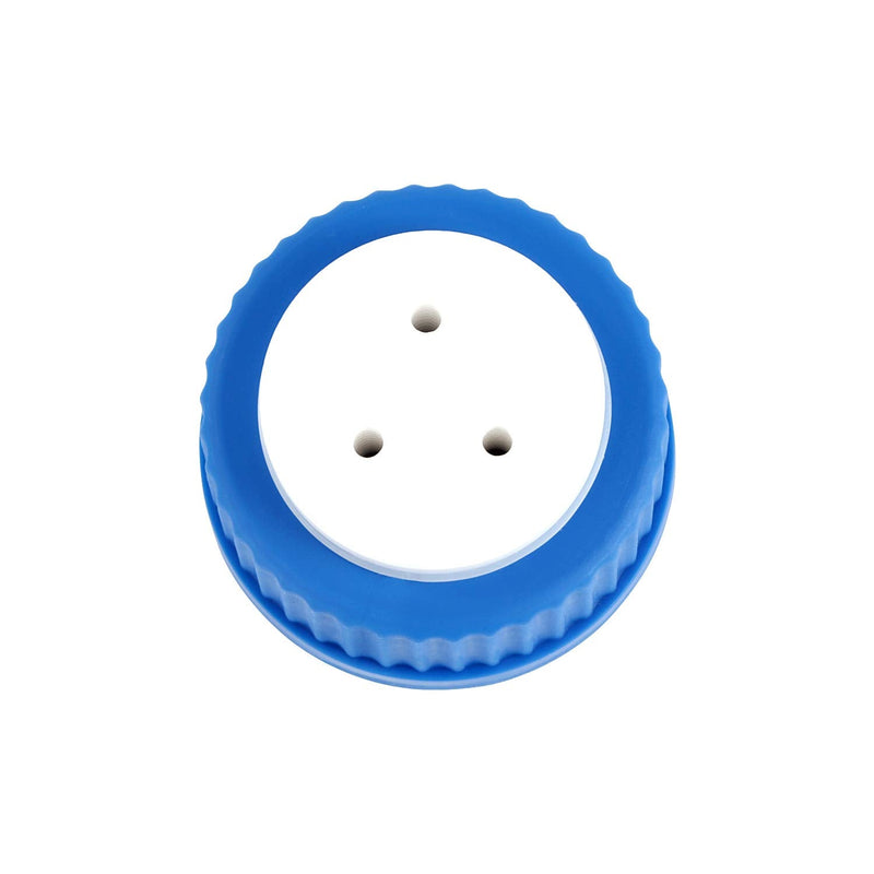Moonetto Blue GL45 3-Port Safety Filling Cap with Three Holes for Glass Bottles, 1/8 Inch OD Tubing, Complete Kit (2 pc) 2