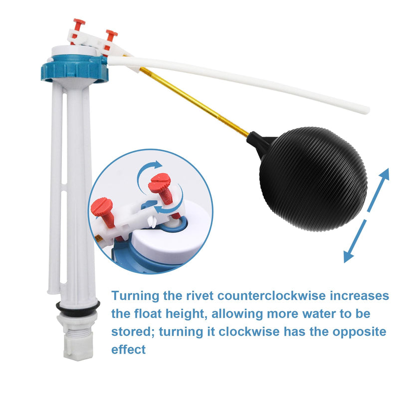 Toilet Float Fill Valve Replacement Kit, Universal Toilet Repair Kit, Includes G3/4" Inlet Fill Valve, Ballcock, and Ballcock Lever, Water-Saving Design WC Repair Parts