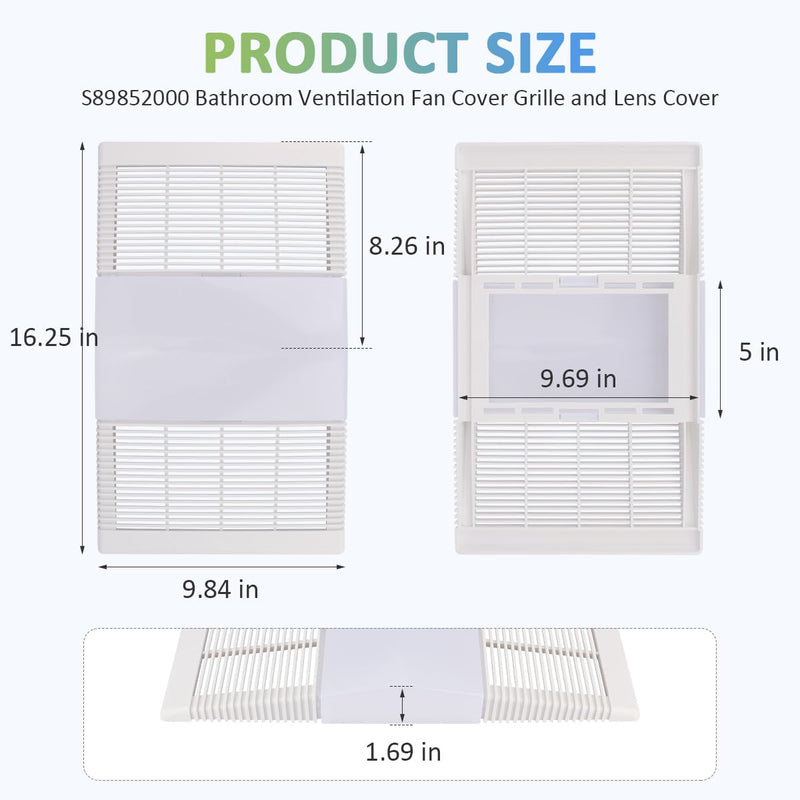 WKZO S89852000 89852000 Exhaust Fan Cover with Lens for Br-oan Nutone S89852000-16.25 x 9.84"