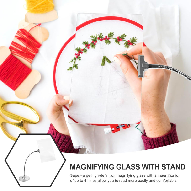 Baluue 4X Magnifying Glass with White Led Light Flexible Gooseneck Desktop Reading Magnifier for Small Print Crafting and Low Vision Assistance