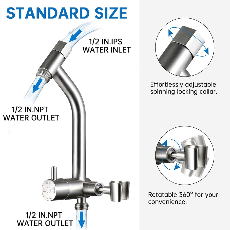 G-Promise Metal Shower Diverter with Low Handheld Holder, 3-Way Diverter Valve with Pause Mode for Handheld and Fixed Shower Head, 4-Settings Universal Bathing System Replacement Part(Brushed Nickel) Brushed Nickel