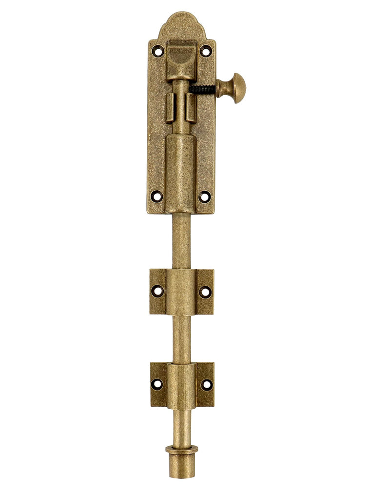QWORK 10 Inch Solid Bronze Heavy Duty Cane Bolt Extra Wide Antique Style Sliding Bolt Latch for Double Doors, Sheds, Garages, and More Oil Rubbed Bronze Finish 2 Pcs