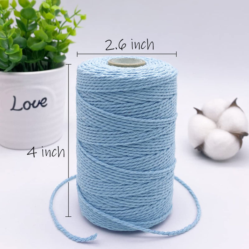 Twine String,500 Feet Cotton Butchers Twine String Cooking Kitchen Twine for Crafts Roasting Gift Wrapping DIY Decoration Gardening Packing Materials,Baby Blue Baby Blue