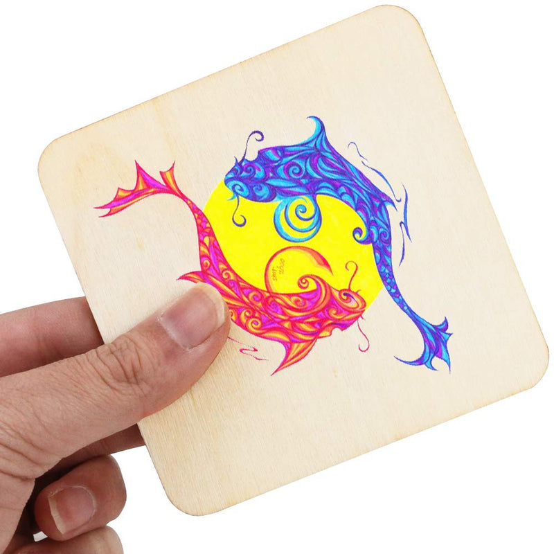 40Pcs Unfinished Laser Engraving Carving Blank Wood Pieces for Painting, Coasters, DIY Arts Craft Project, Staining and Decorations
