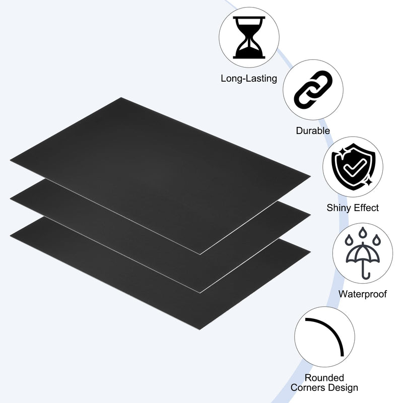 PATIKIL 8x12 Inch Anodized Aluminum Sheet Metal, 3Pcs Laser Plates Engraving Blanks 0.8MM Thin Rectangle for Crafting DIY House Laser Engraving, Black 3