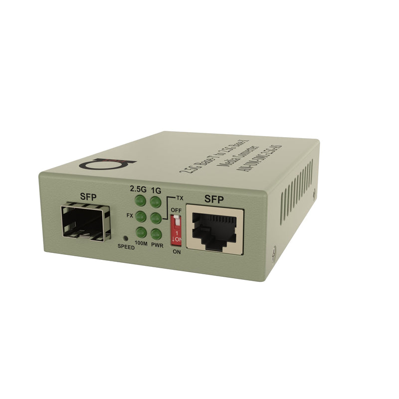 2.5G Ethernet to Fiber Media Converter | Dual Fiber SFP Slot Configurable for 1G & 2.5G | Multi-Mode & Single-Mode Optic Fiber Compatible, 2.5GBe 1Gbe 100Mbps Autosensing RJ-45