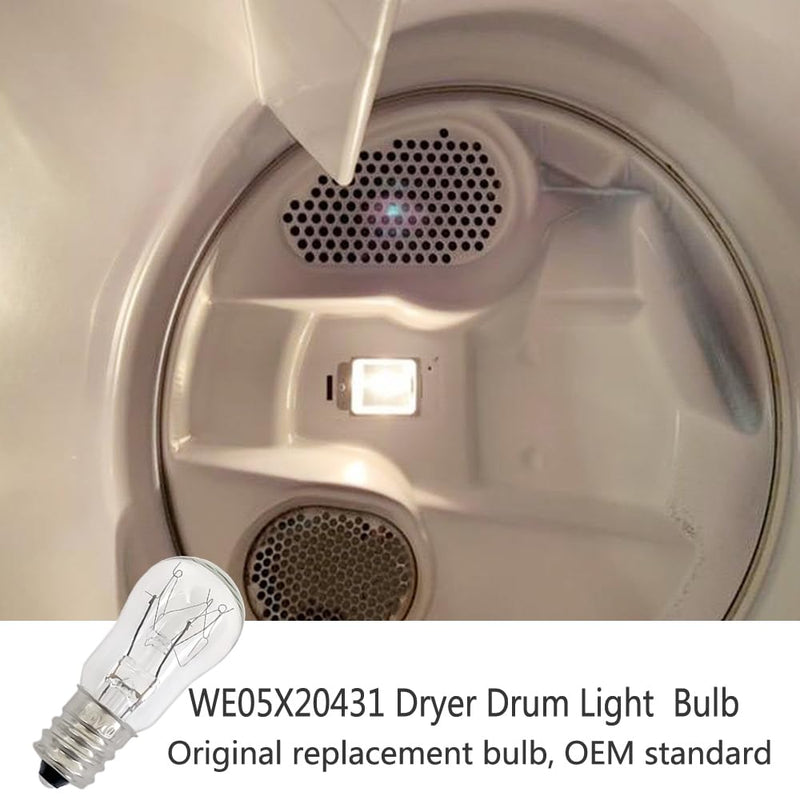 WE05X20431 Dryer Drum Replacement Bulbs,120V/10W/E12,Dryer Light Bulb Compatible with GE & Hotpoint Dryers, 4-Pack