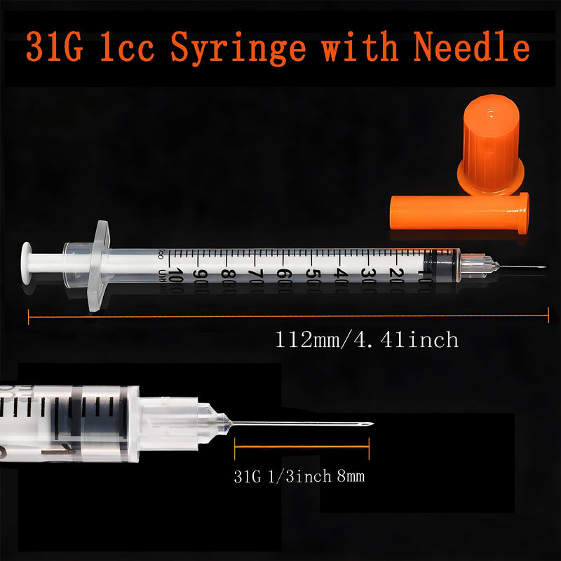 U-100 1cc/1ml 31 G 5/16 8mm Inch Syringe, Individually Packed 100 PACK for Dog, Cat, Bird and Other Smaller Pets and Measuring Nutrients for Your Garden Plants