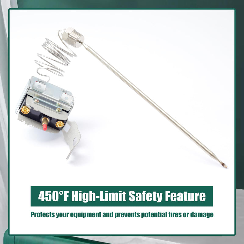 YUXIVCNE LCH680240000 Manual Reset Hi-Limit Safety Thermostat High Limit 450 Degree F Compatible with Henny Penny Fryer Replace 16738 5225-21B, Thread 3/8" Electric Thermostats