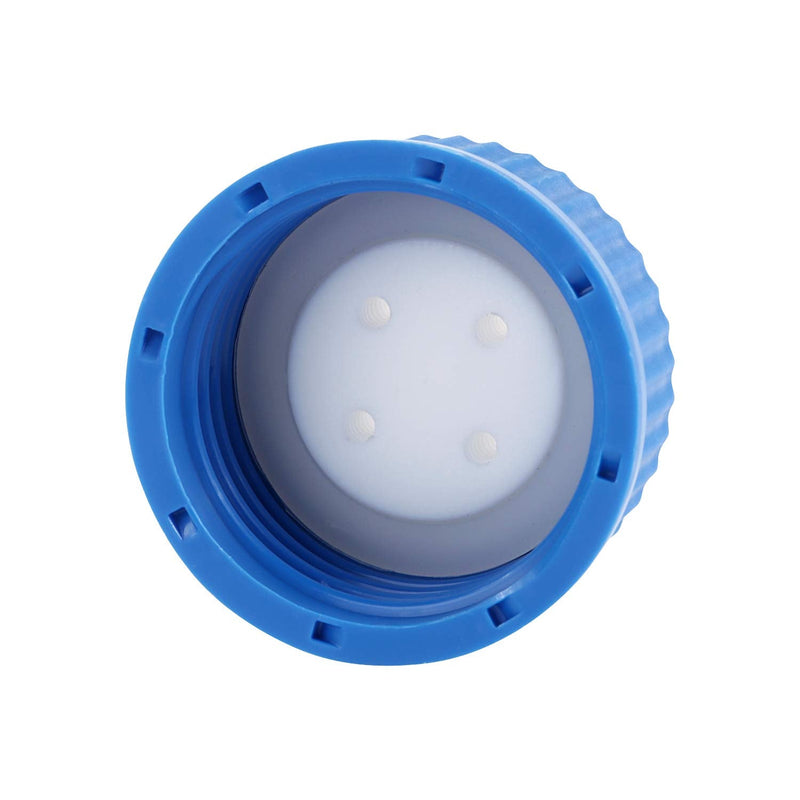 Blue GL45 4-Port Safety Filling Cap with Four Holes for Glass Bottles, 1/8 Inch OD Tubing, Complete Kit (Case of 4)
