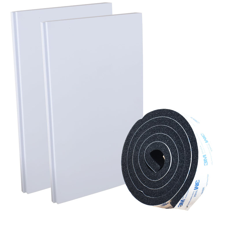 Window Air Conditioner Foam Insulation Panels,AC Side Insulating Panel Kit,2 Pack,White, 17in High x 10 in Wide x 1in Thick