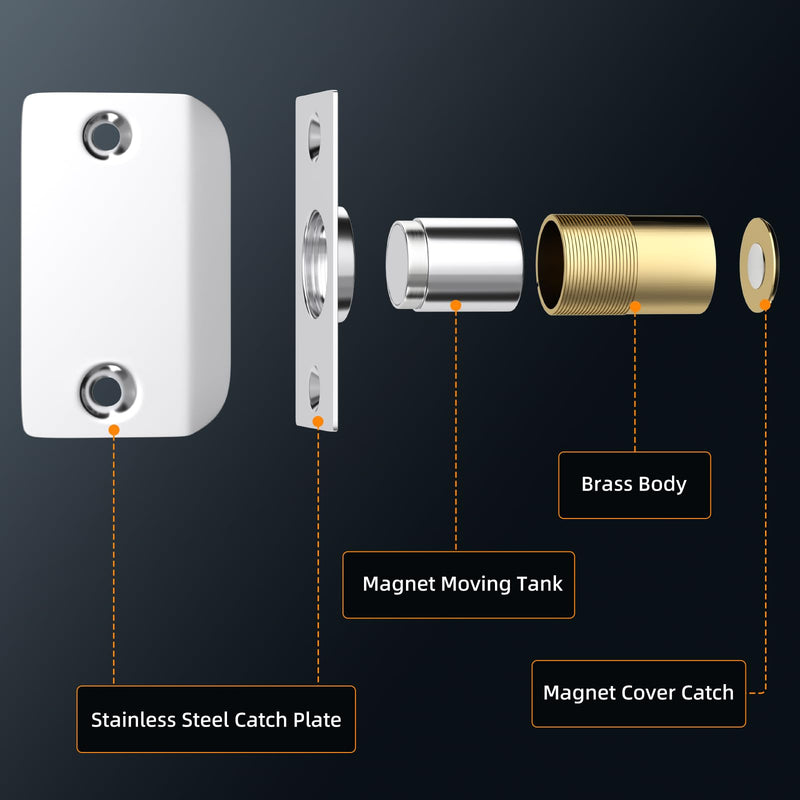 Closet Door Ball Magnetic Catch, Jiayi 2 Pack French Door Latch Hardware, Silver Ball Catch Top of Door Adjustable Hidden Latch Drive in Ball Latch for Invisible Closet Pantry Magnetic Lock Closing
